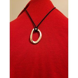 White House Black Market Silver-tone Pendant on Black Cord Adjustable Length